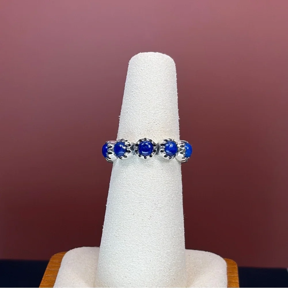 925 Sterling Silver Lapis Lazuli Eternity Ring
